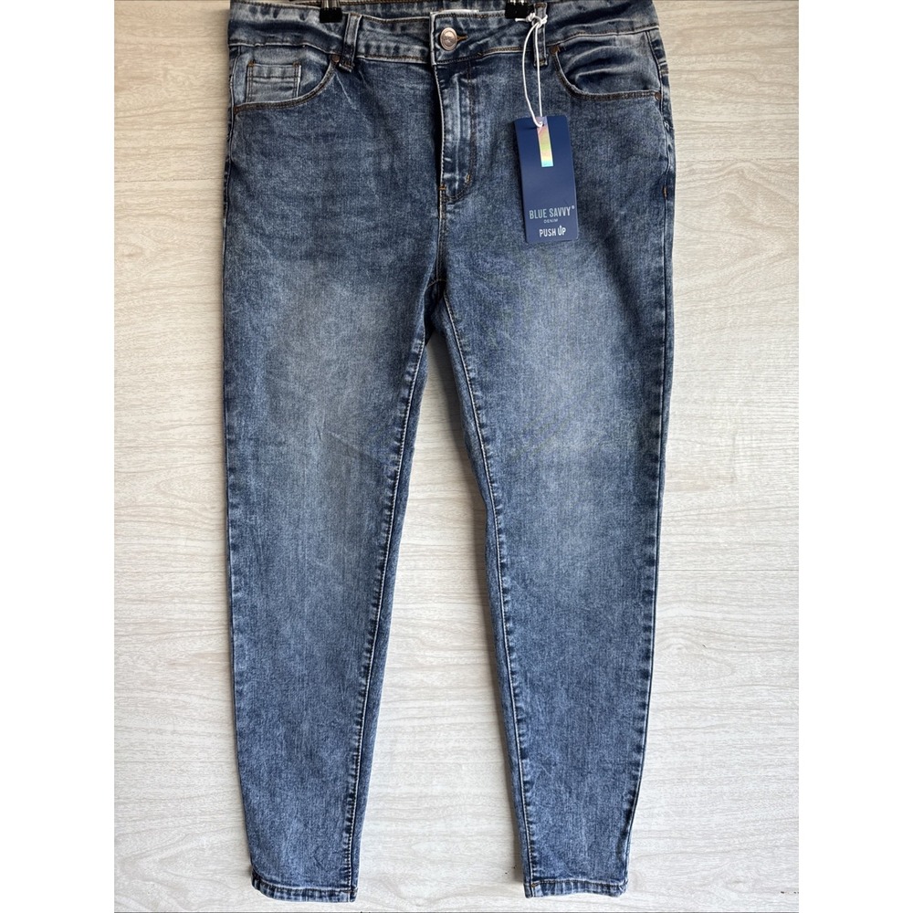 NWT Blue Savvy push-up denim jeans light stone wash color High Rise Sz 17/33